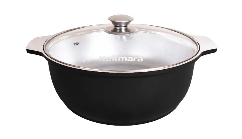 ж528ч Кастрюля-жаровня 5л диаметром 28см со стеклянной крышкой ДП (черный) 